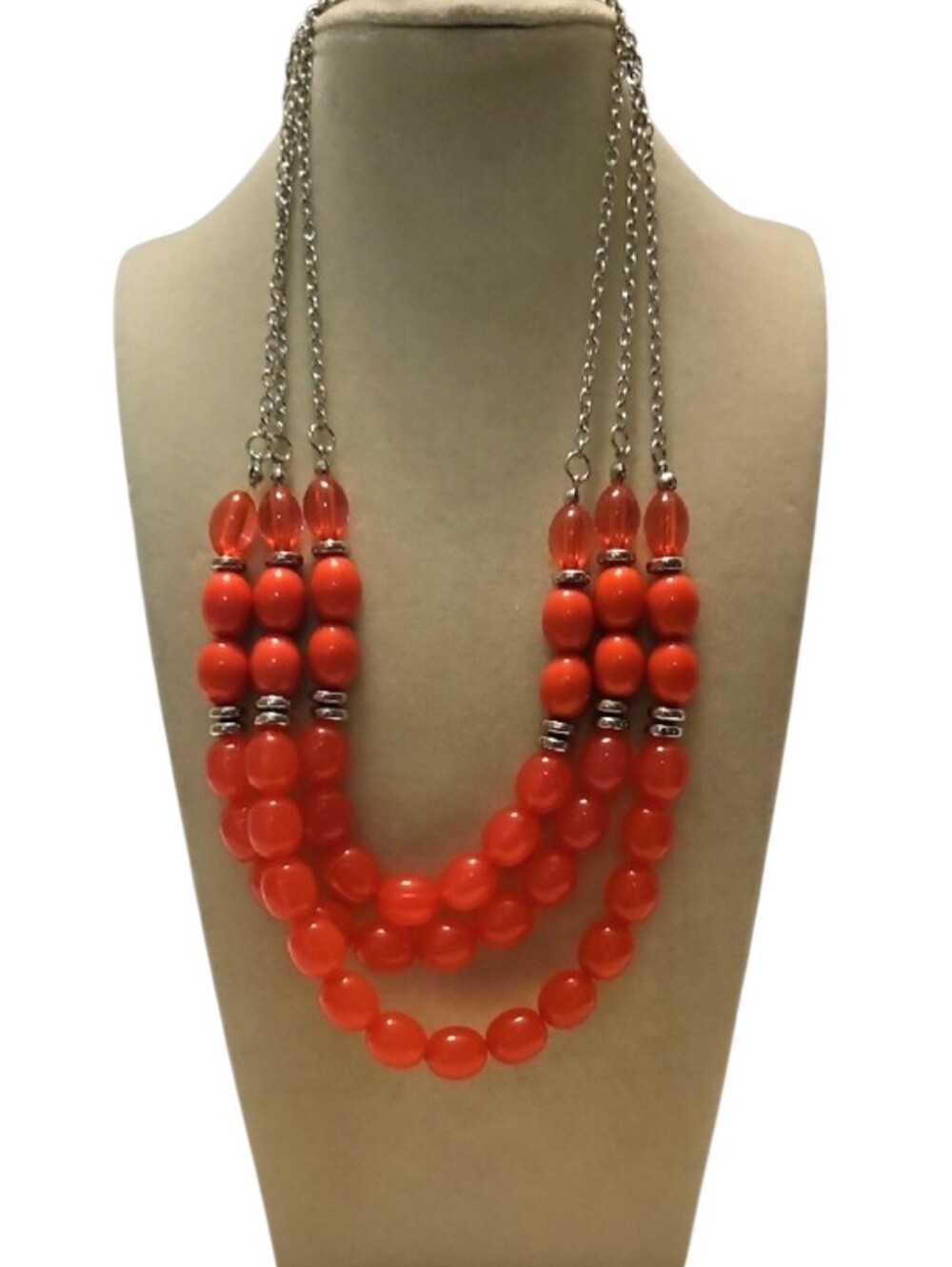 Paparazzi 'Coastal Cruise' Dark Pink Acrylic Bead Jewelry Set In Silver Tone - Picture 2 of 8